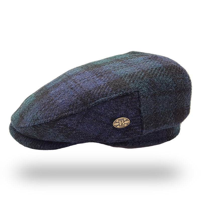 Black Watch Tartan Harris Tweed Flat Cap