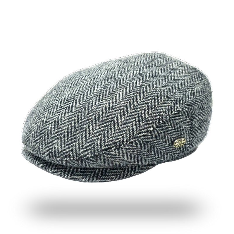 Harris Tweed Herringbone Flat Cap – Grey