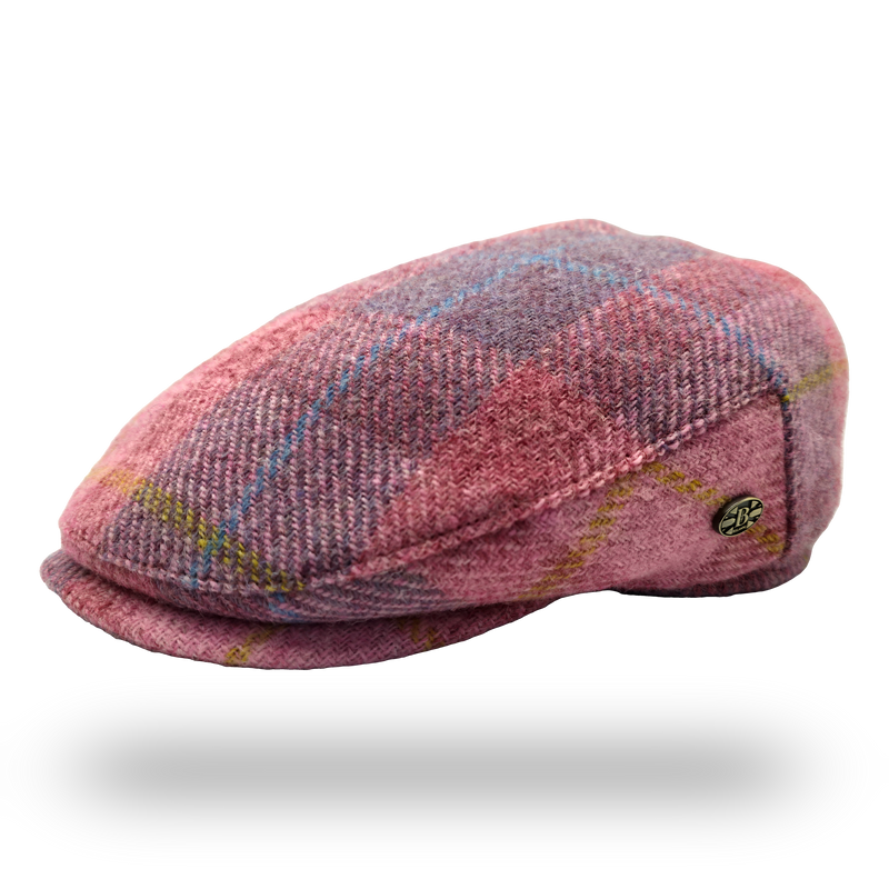 Machair Pink Tartan Harris Tweed Flat Cap