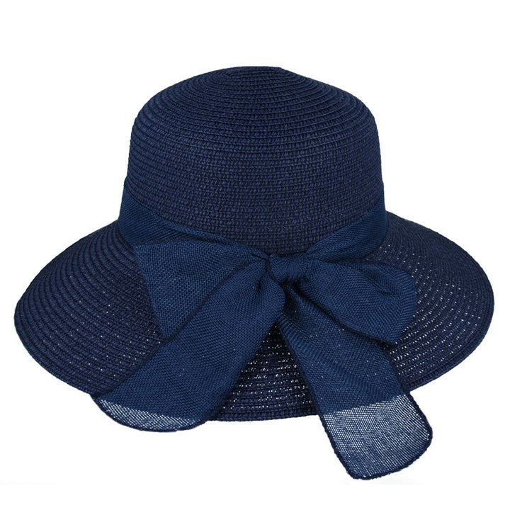 Maz Women's Vintage 1950s Paper Straw Wide Brim Floppy Hat With Matching Band