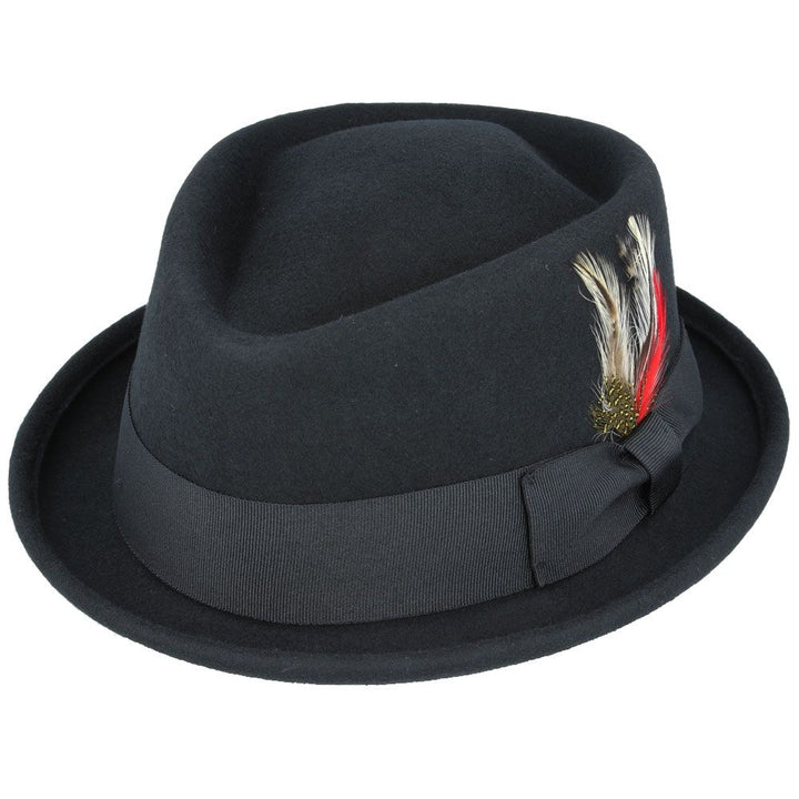 Maz Crushable Diamond Crown Pork Pie Hat, Black