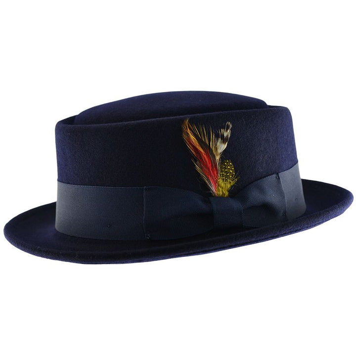 Maz Wool Felt Crushable Pork Pie Hat, Navy