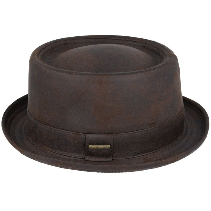 Bullantic - GladwinBond Leather Look Pork Pie Hat, Brown