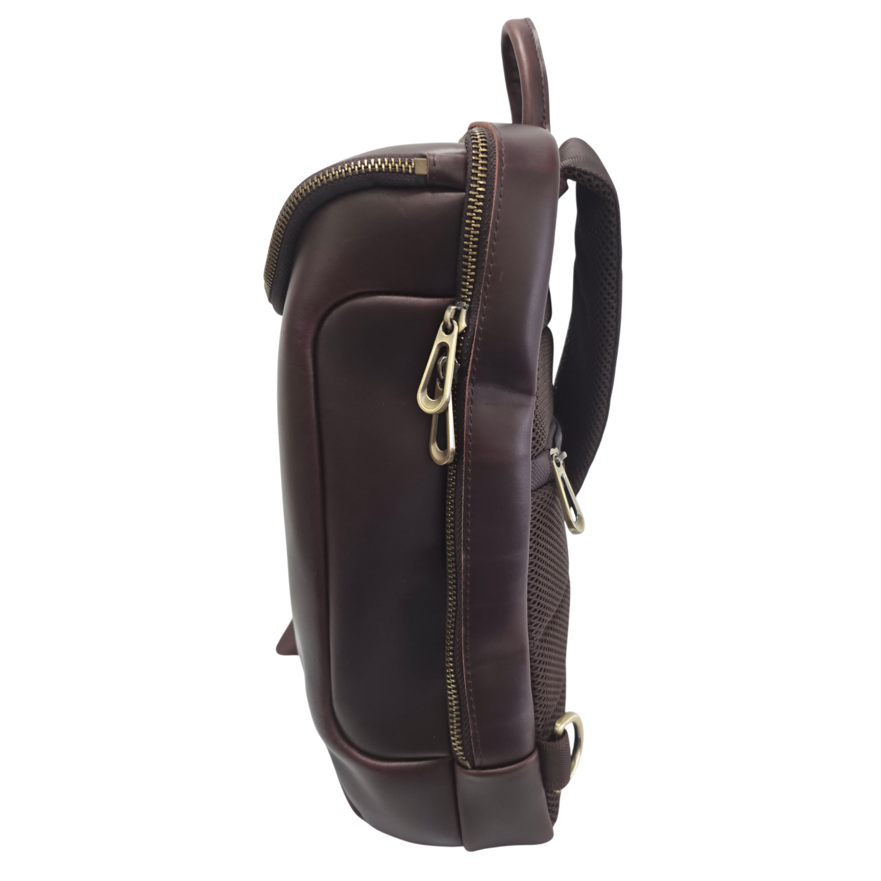 Leather Chest Bag for Men, Cowhide Crossbody with Large Capacity for 11" Tablet, Outdoor Sports Shoulder Bag