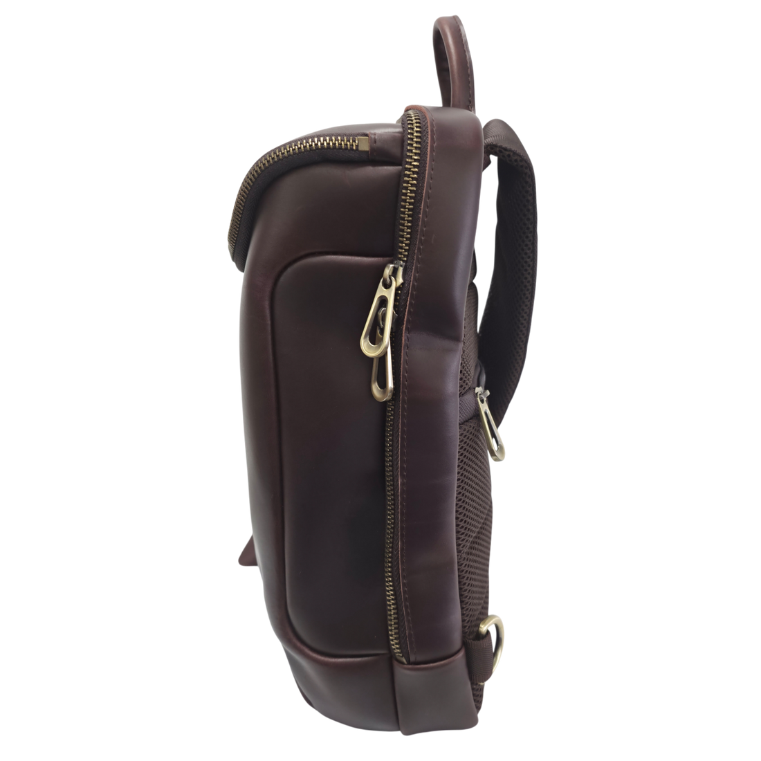 Leather Chest Bag for Men, Cowhide Crossbody with Large Capacity for 11" Tablet, Outdoor Sports Shoulder Bag