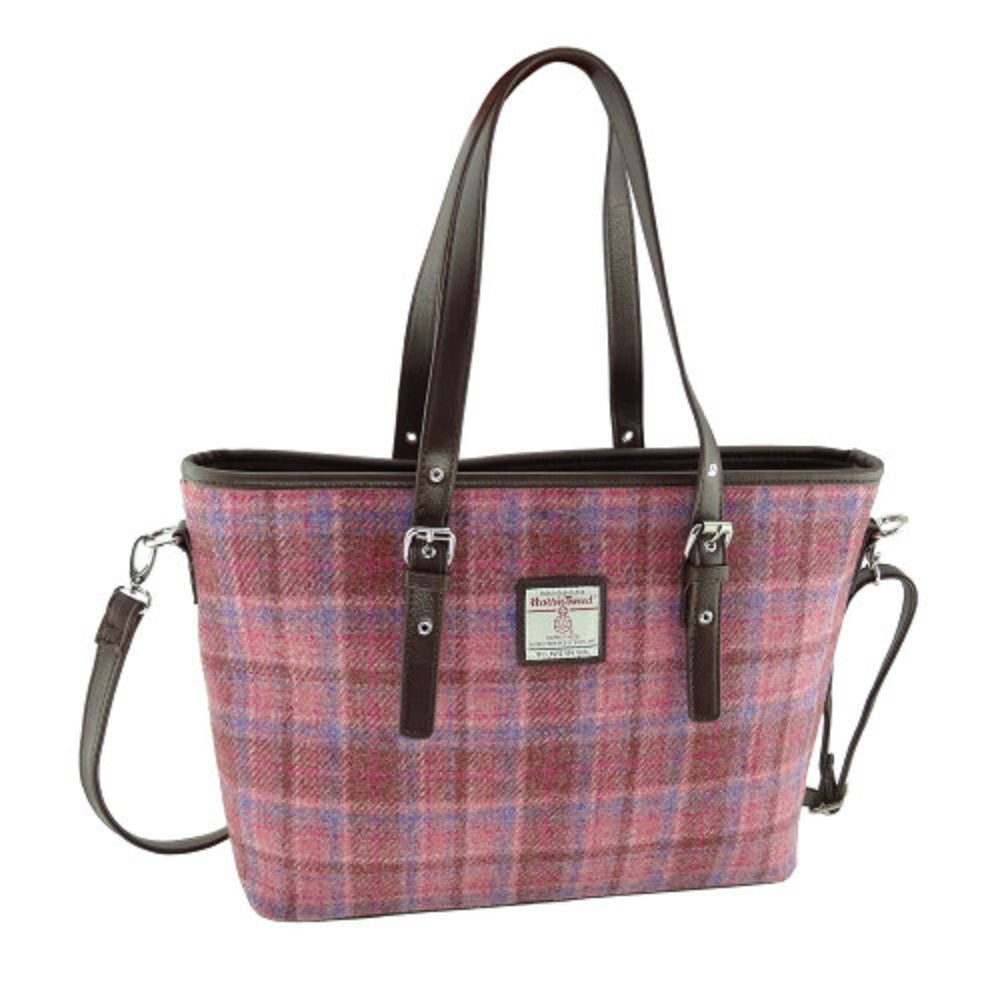 Glen Appin Harris Tweed Classic Spey Tote Handbag Pink