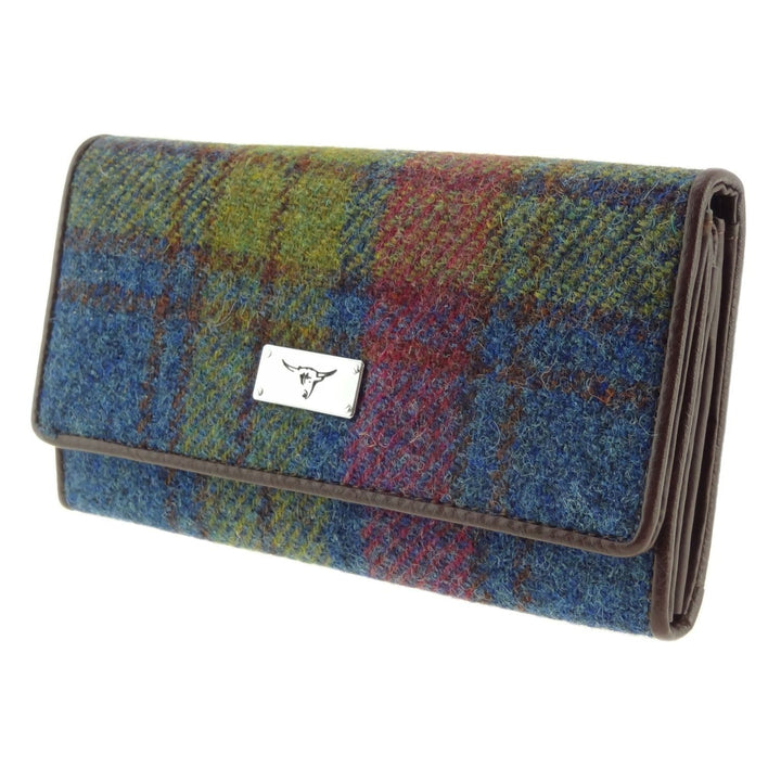 Glen Appin Harris Tweed Ladies Long Fold-over Tiree Purse Multi Check