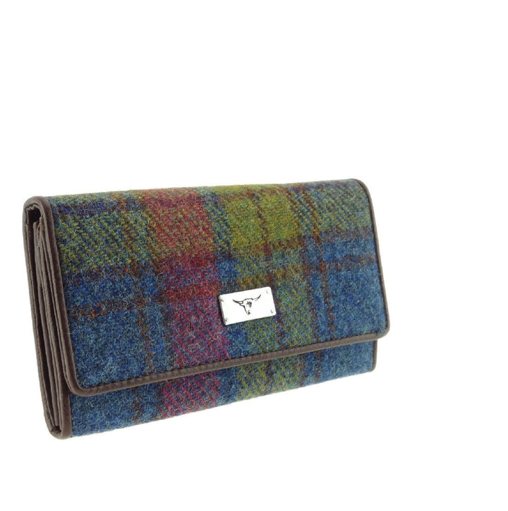 Glen Appin Harris Tweed Ladies Long Fold-over Tiree Purse Multi Check