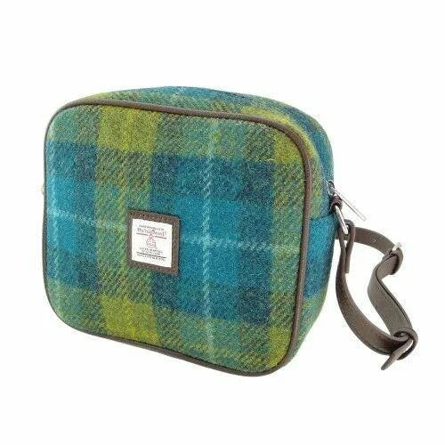 Glen Appin Harris Tweed Almond Mini Handbag Sea Blue & Green Tartan