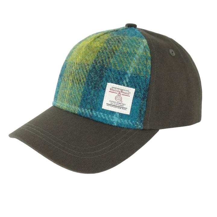 Glen Appin Harris Tweed Front Baseball Cap Sea Blue/Green