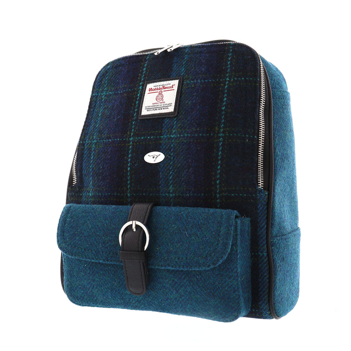 Glen Appin Harris Tweed Naver Backpack Blue/Turquoise Check