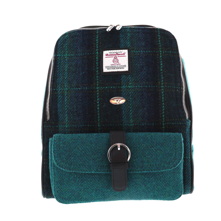Glen Appin Harris Tweed Naver Backpack Blue/Turquoise Check