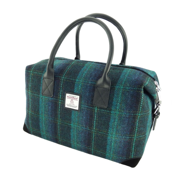 Glen Appin Harris Tweed Esk Travel Overnight Bag Blue Turquoise Check