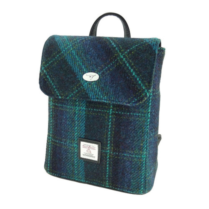Glen Appin Harris Tweed Tummel Backpack Blue Turquoise Check