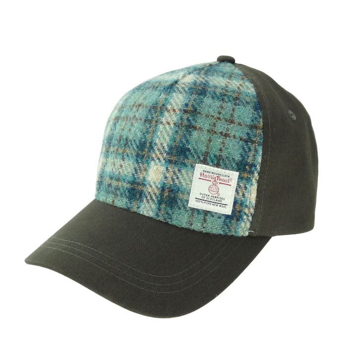 Glen Appin Harris Tweed Front Baseball Cap Duck Egg Check