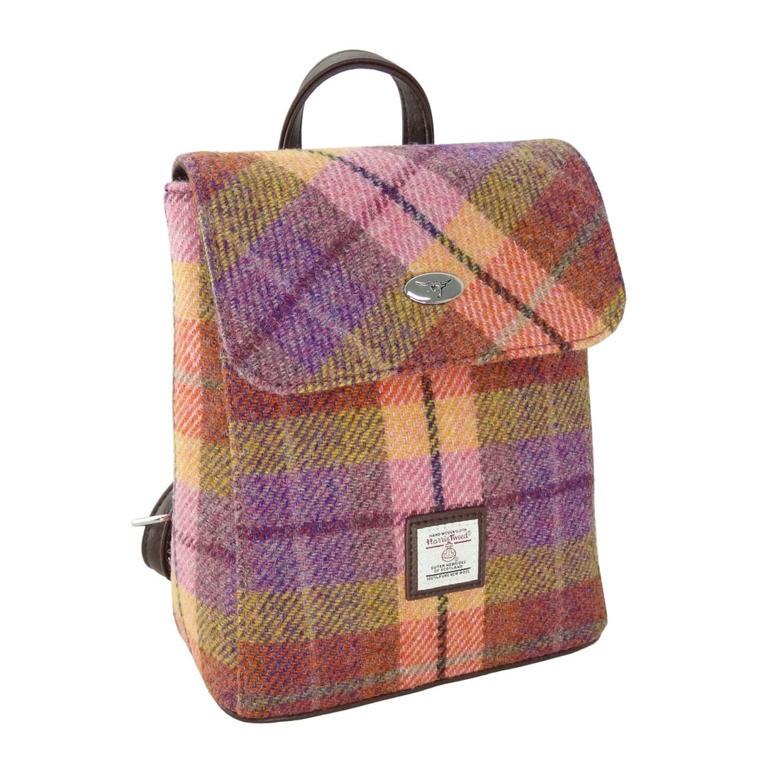 Glen Appin Harris Tweed Tummel Backpack Peach Purple Tartan