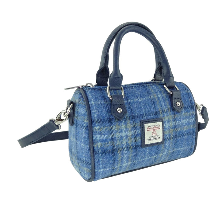Glen Appin Harris Tweed Kilbride Mini Bowling Bag Blue Check