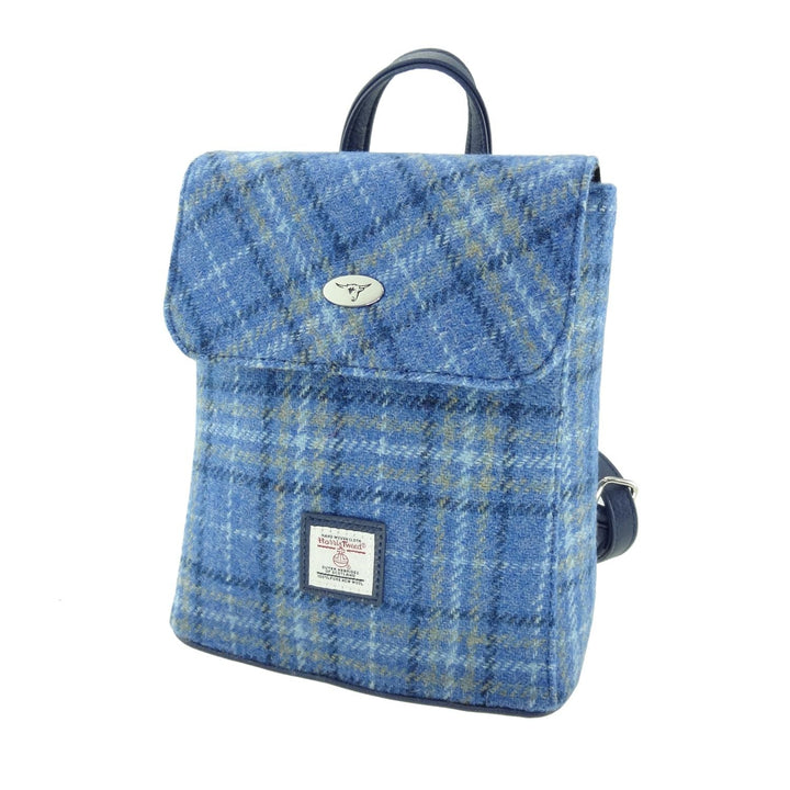 Glen Appin Harris Tweed Tummel Backpack Light Blue Check