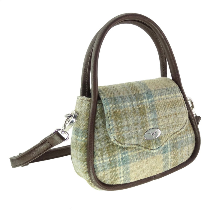Glen Appin Harris Tweed Buchan Rounded Mini Bag Beige Stewart