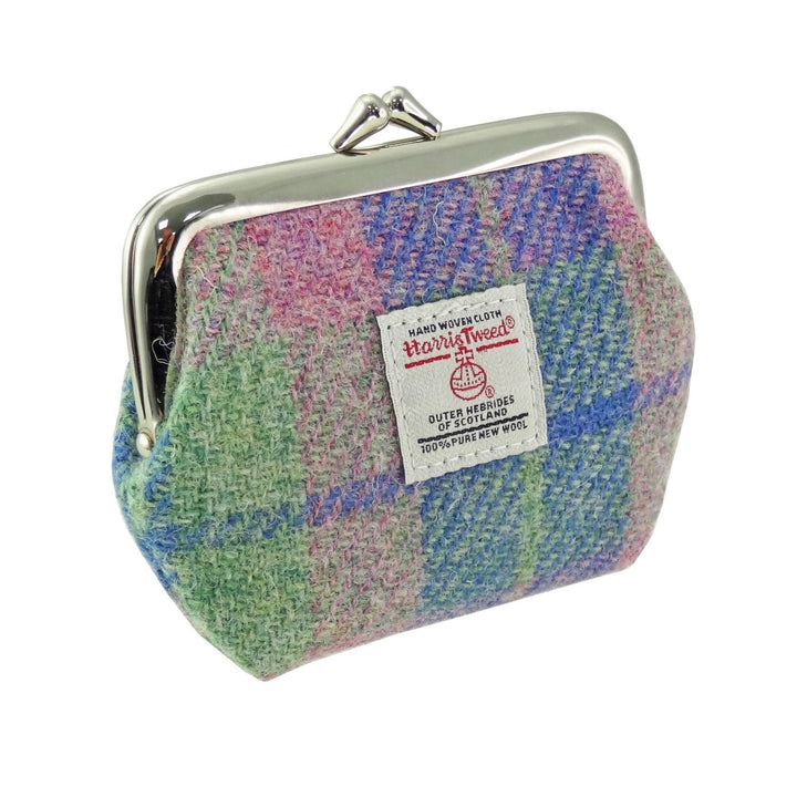 Glen Appin Eigg Small Clasp Coin Purse Soft Blue/Pink Tartan