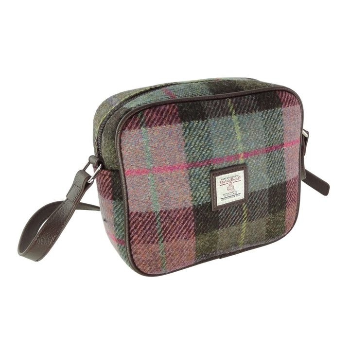 Glen Appin Harris Tweed Almond Mini Handbag Green & Pink Tartan