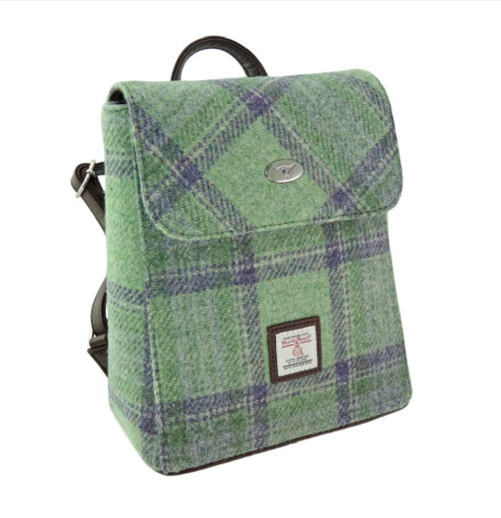 Glen Appin Harris Tweed Tummel Backpack Vibrant Green Stewart