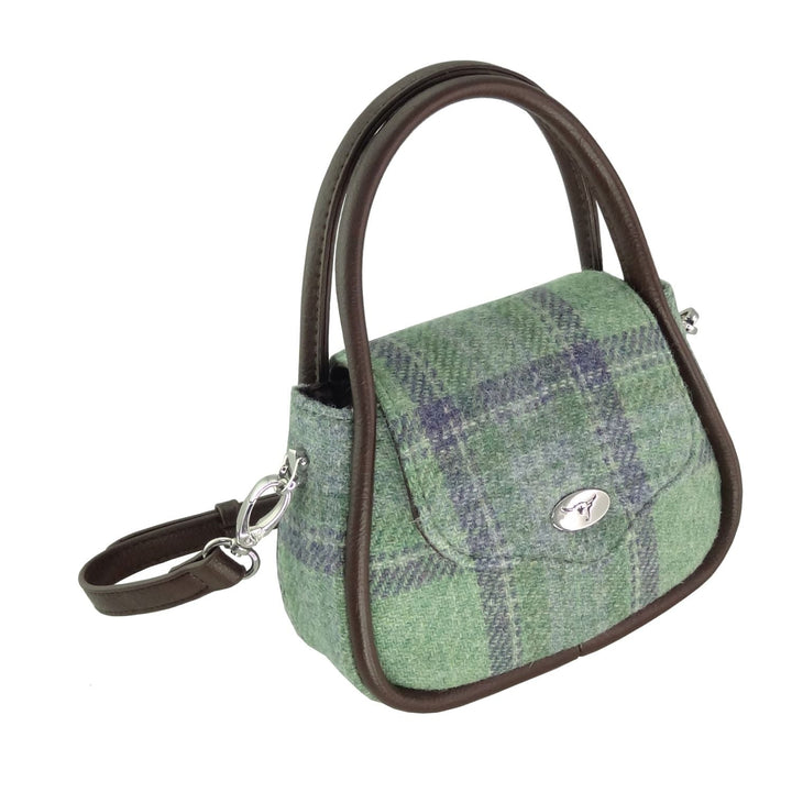 Glen Appin Harris Tweed Buchan Rounded Mini Bag Green Stewart