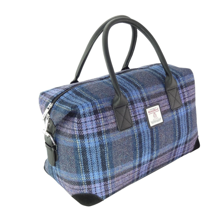 Glen Appin Harris Tweed Esk Travel Overnight Bag Blue & Purple Tartan