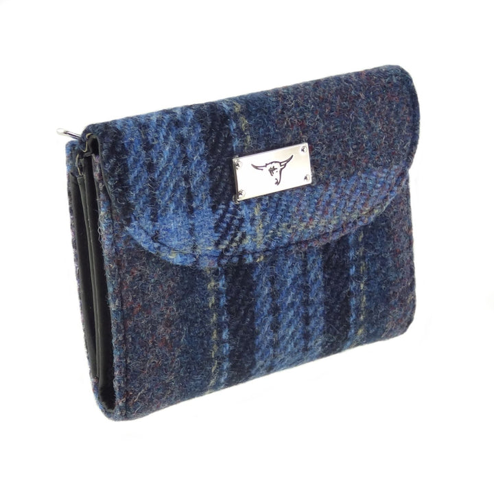 Glen Appin Harris Tweed Ladies Jura Small Purse Blue & Purple Tartan