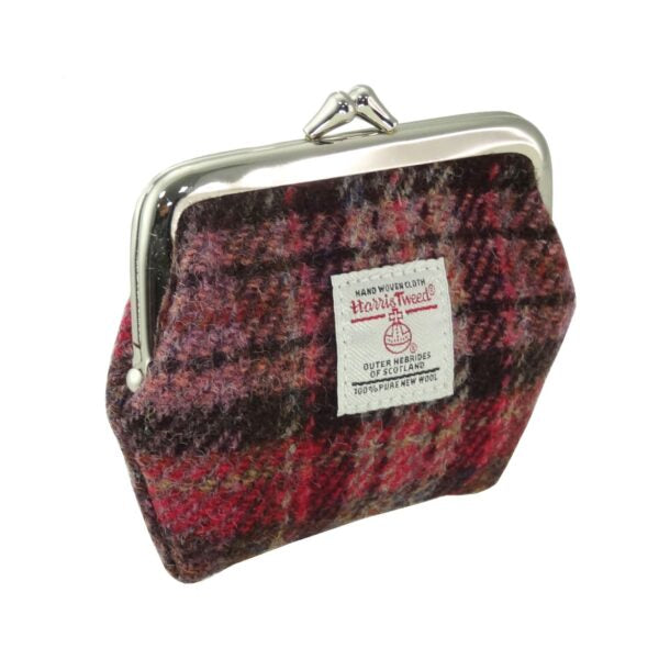 Glen Appin Eigg Small Clasp Coin Purse Burgundy & Pink Tartan