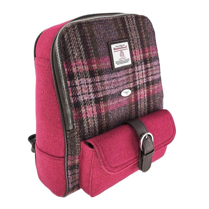 Glen Appin Harris Tweed Naver Backpack Burgundy & Pink Tartan