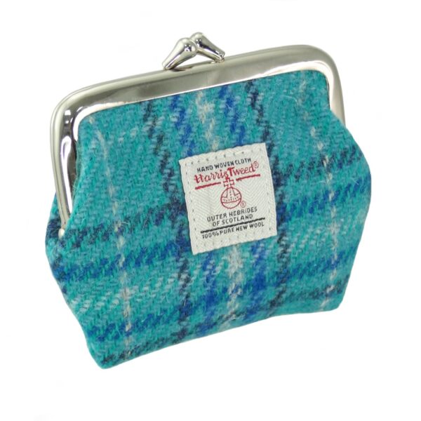 Glen Appin Eigg Small Clasp Coin Purse Teal & Blue Check