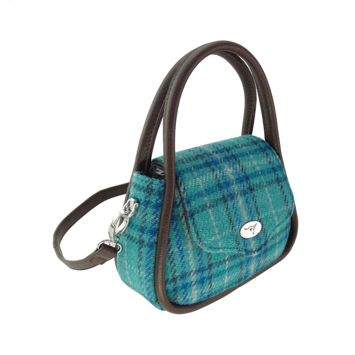 Glen Appin Harris Tweed Buchan Rounded Mini Bag Teal & Blue Check