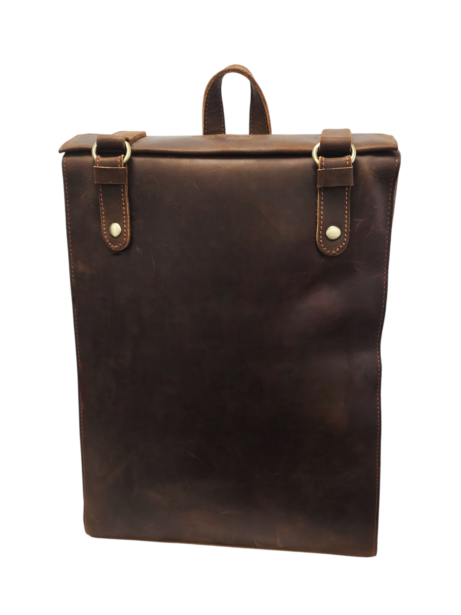 Genuine Leather Cowhide Backpack - Durable 14-inch Travel & Hiking Bag with Zipper, Stylish Stitching, Deep Brown, Perfect for Outdoor and Daily Use | Classic Look