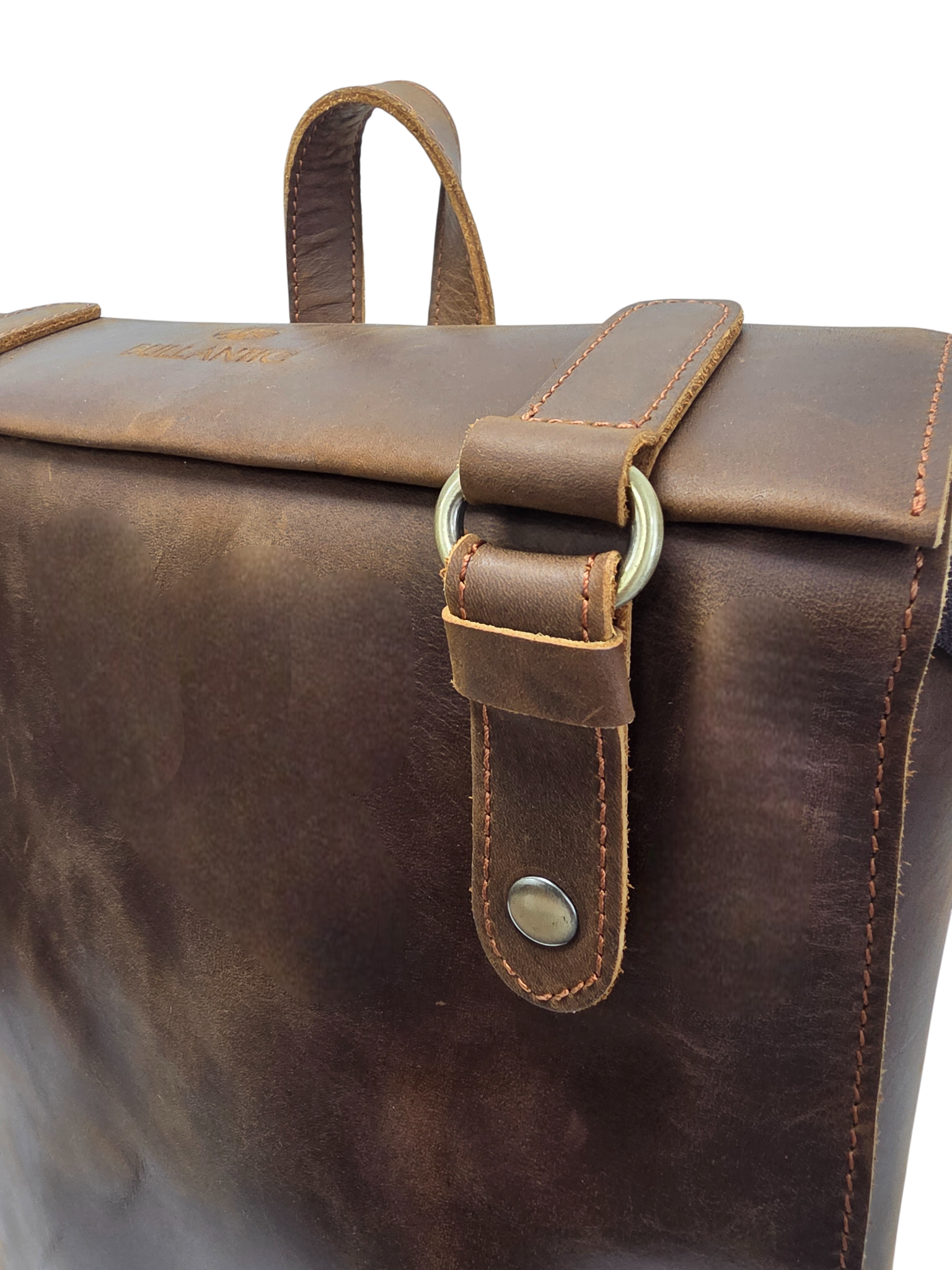 Genuine Leather Cowhide Backpack - Durable 14-inch Travel & Hiking Bag with Zipper, Stylish Stitching, Deep Brown, Perfect for Outdoor and Daily Use | Classic Look