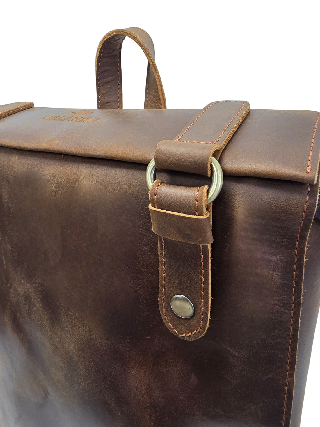 Genuine Leather Cowhide Backpack - Durable 14-inch Travel & Hiking Bag with Zipper, Stylish Stitching, Deep Brown, Perfect for Outdoor and Daily Use | Classic Look