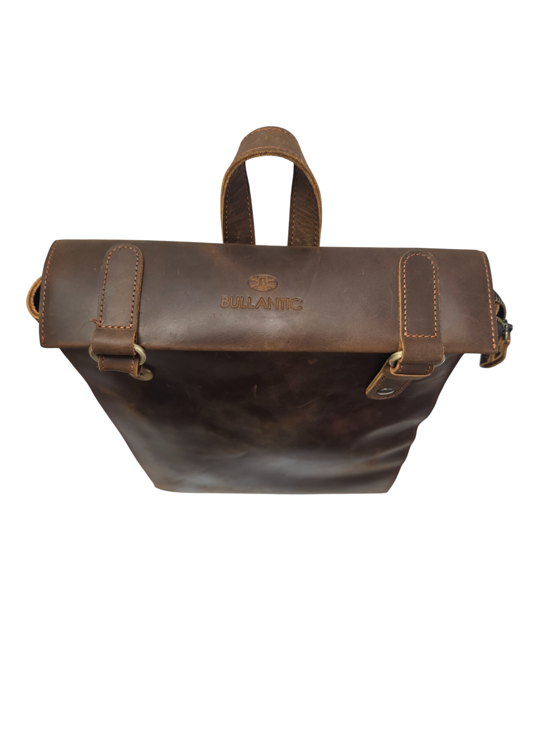 Genuine Leather Cowhide Backpack - Durable 14-inch Travel & Hiking Bag with Zipper, Stylish Stitching, Deep Brown, Perfect for Outdoor and Daily Use | Classic Look