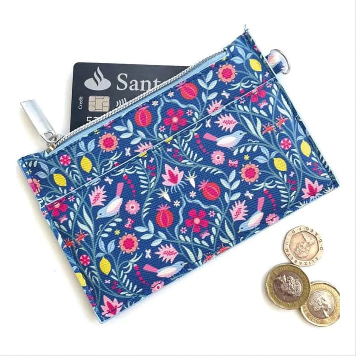 Blue Art Deco Vegan Leather Coin Purse by Earth Squared