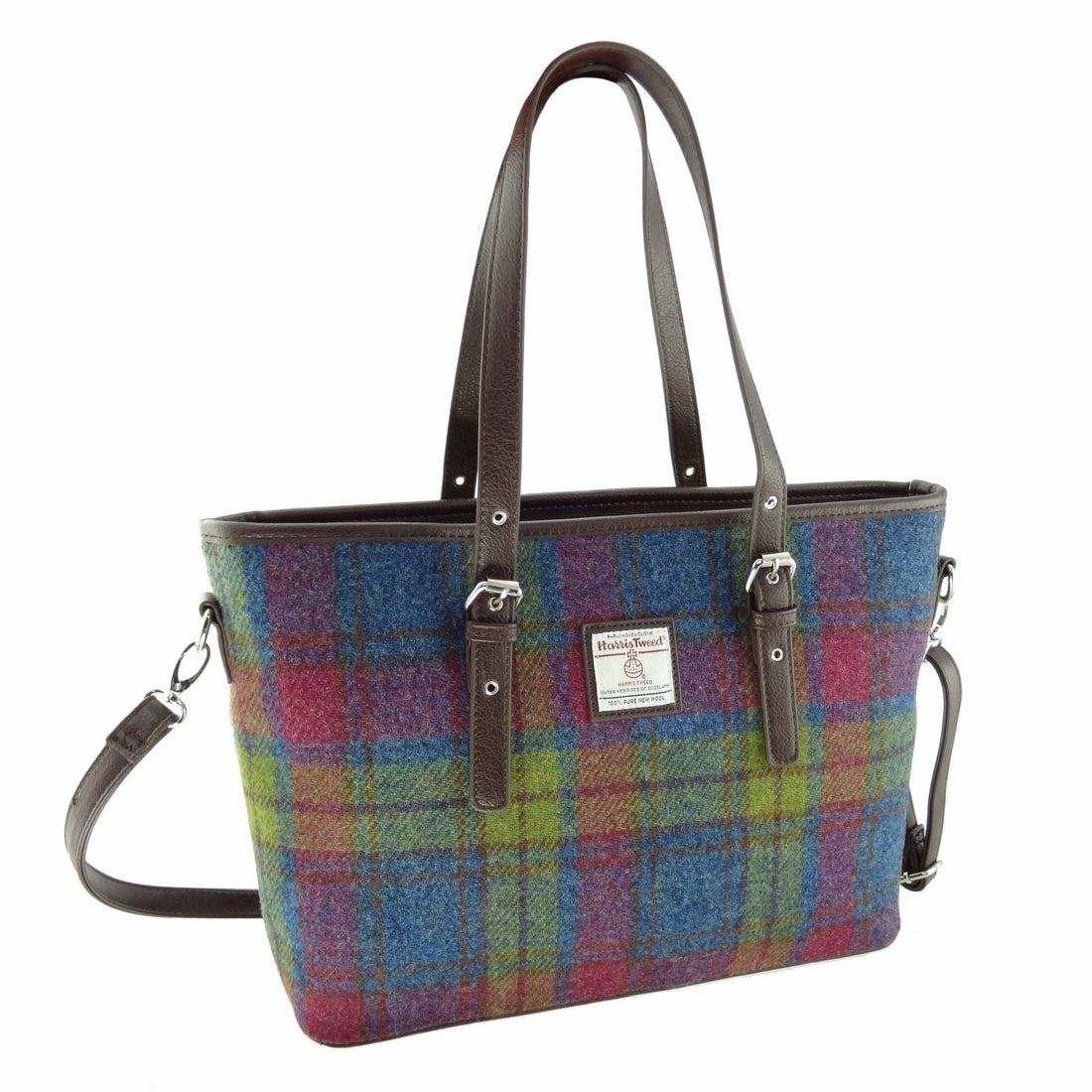 Glen Appin Harris Tweed Classic Spey Tote Handbag Multi Check