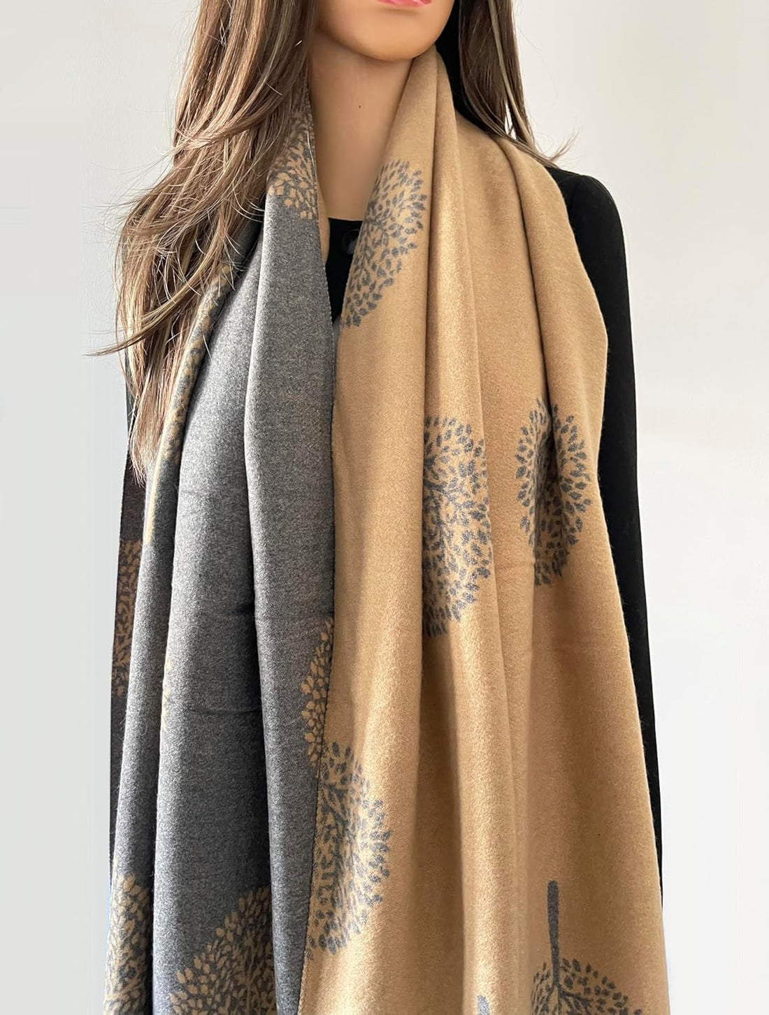 Cashmere Tree Life Blanket Scarf - Women's Reversible Shawl for Winter