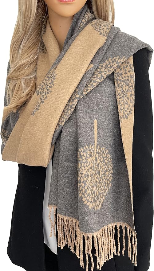 Cashmere Tree Life Blanket Scarf - Women's Reversible Shawl for Winter
