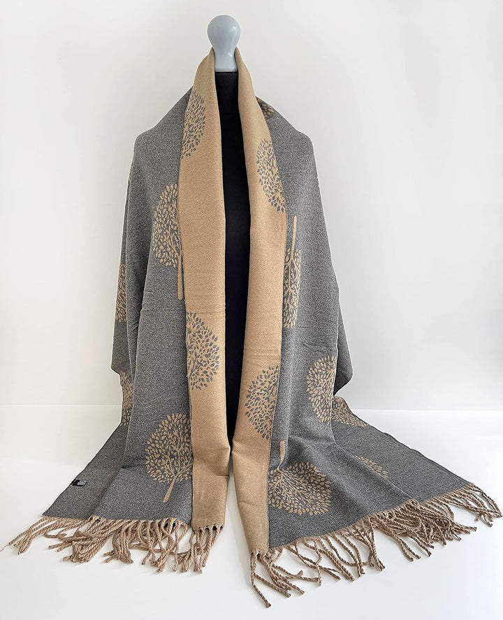 Cashmere Tree Life Blanket Scarf - Women's Reversible Shawl for Winter