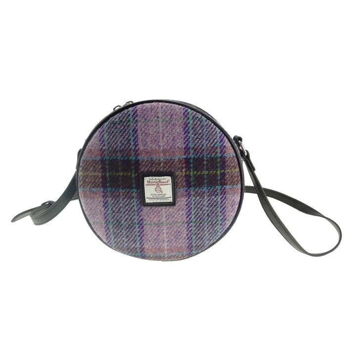 Glen Appin Harris Tweed Bannock Small Round Shoulder Bag Purple