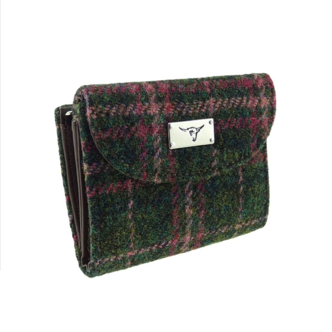 Glen Appin Harris Tweed Ladies Jura Small Purse Green/Plum Check