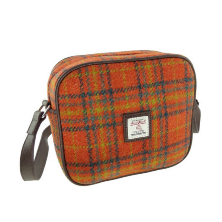Glen Appin Harris Tweed Almond Mini Handbag Orange Check