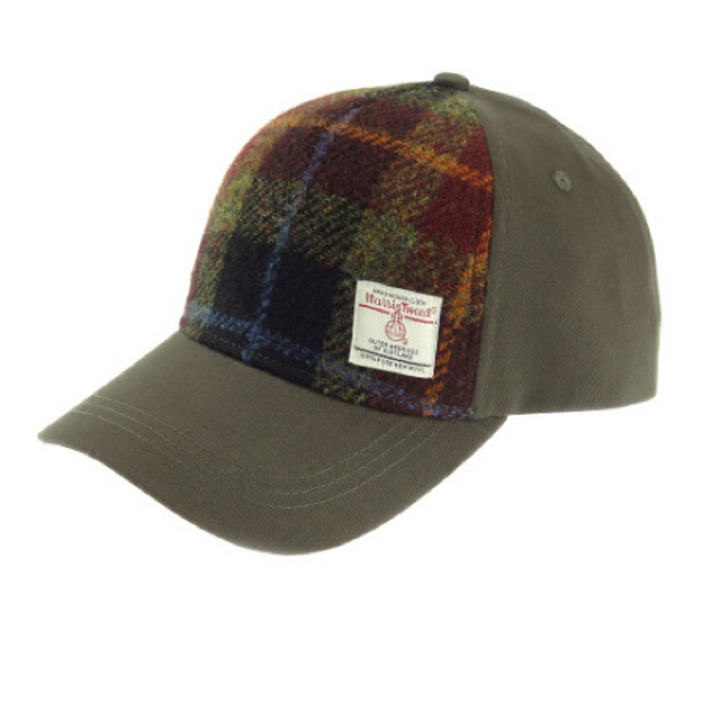 Glen Appin Harris Tweed Front Baseball Cap Rust Check