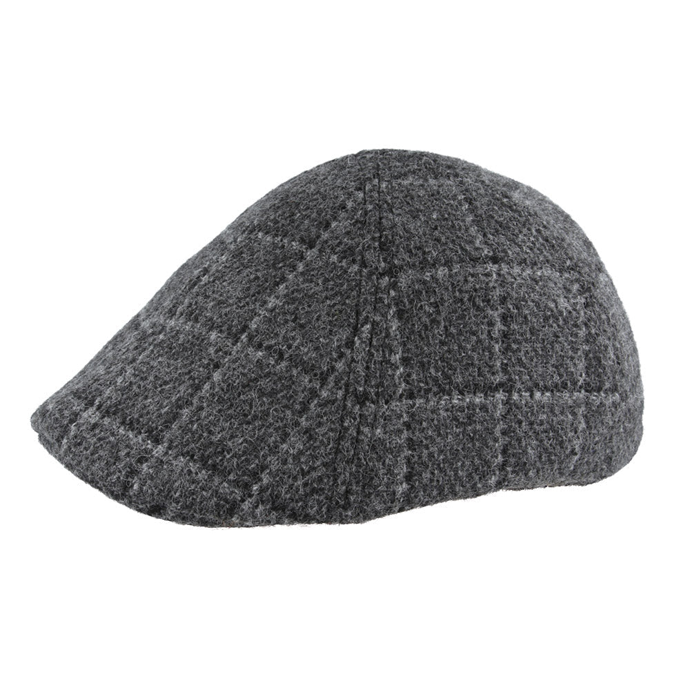 Duckbill Six Panel Check Tweed Wool Flat Cap