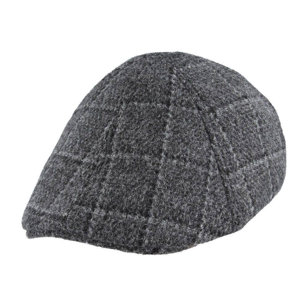Duckbill Six Panel Check Tweed Wool Flat Cap