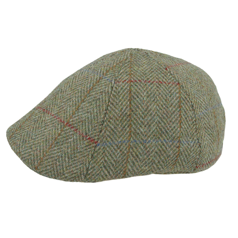 Duckbill Six Panel Wool Herringbone Check Tweed Flat Cap