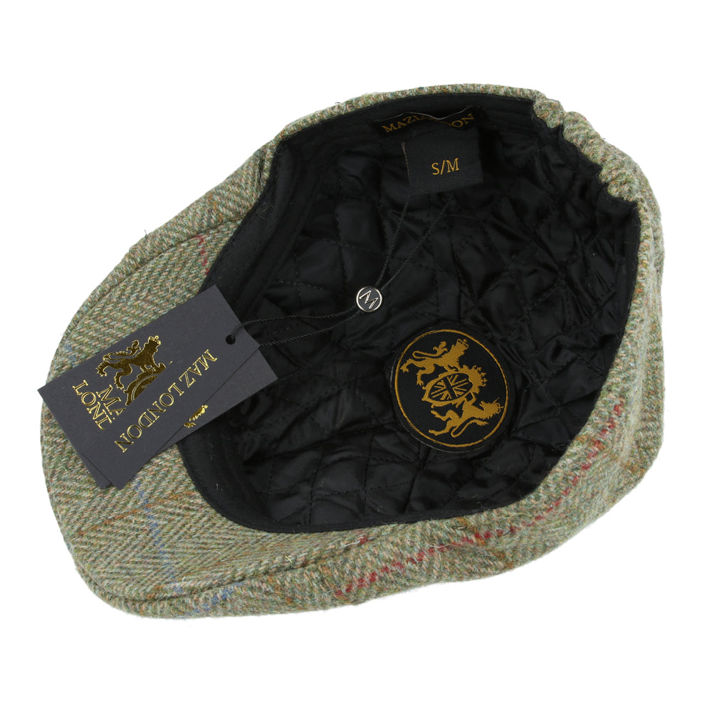 Duckbill Six Panel Wool Herringbone Check Tweed Flat Cap